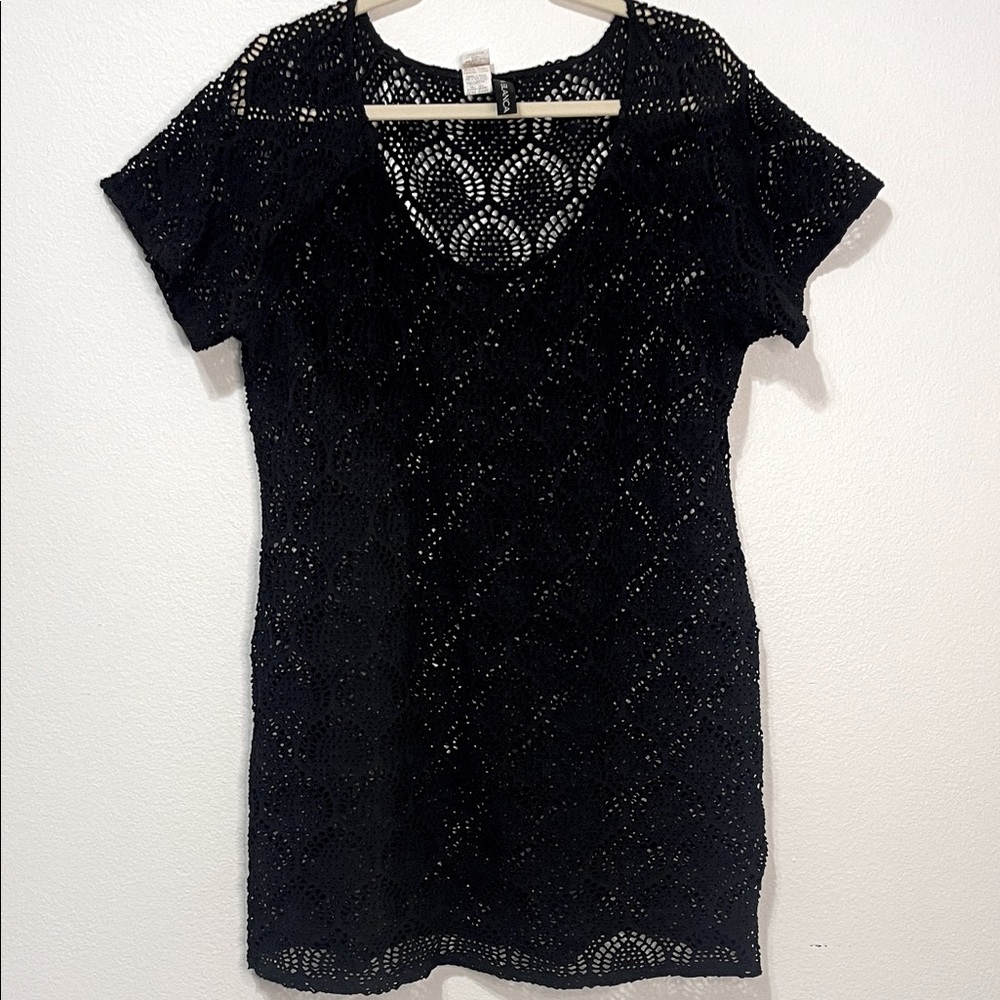 La Blanca Black Lace Swim Coverup Size X-LARGE PTP 23” to 25” EUC